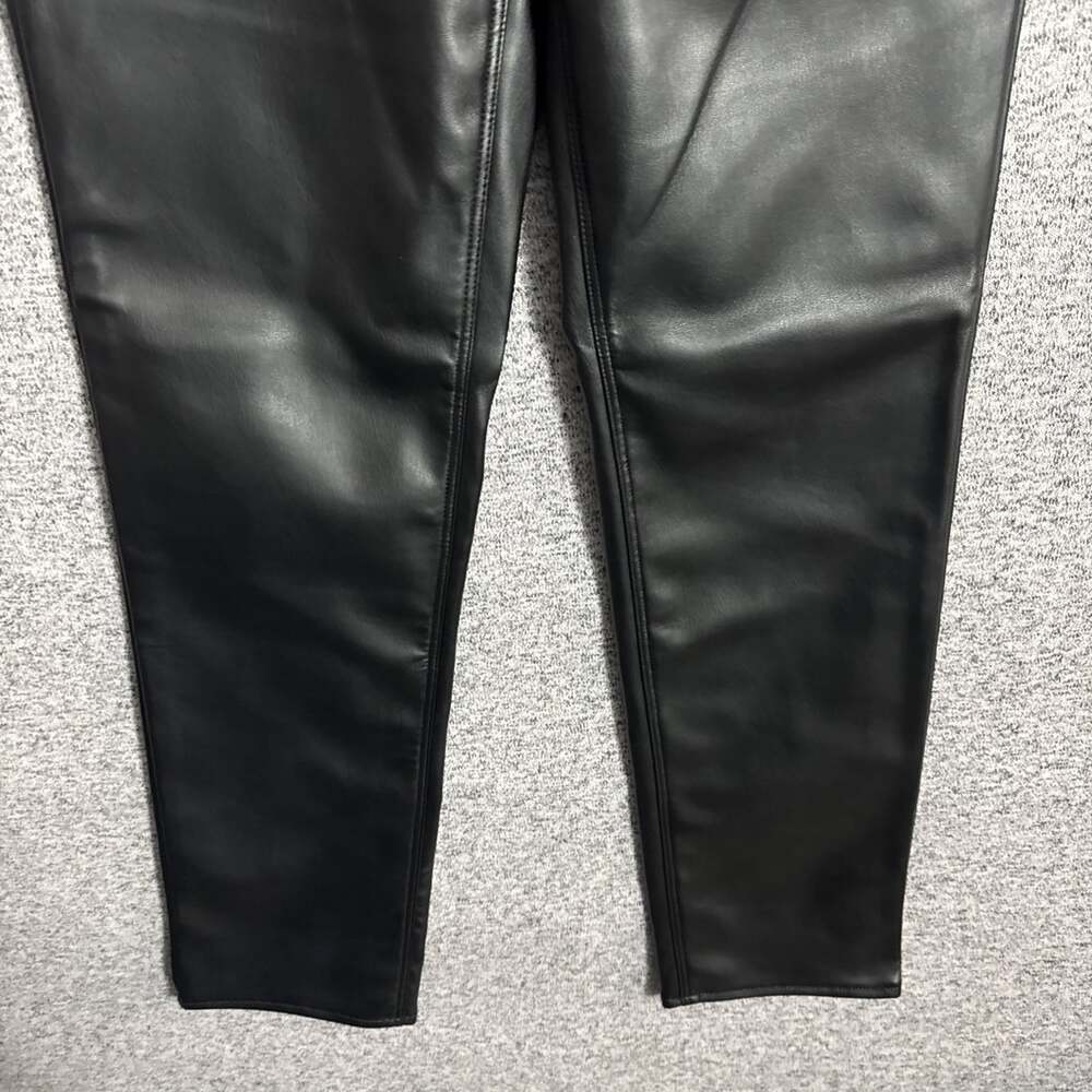 Good American Women’s Size 4/27 Black Faux Leather Icon Straight High Waisted - Picture 6 of 13